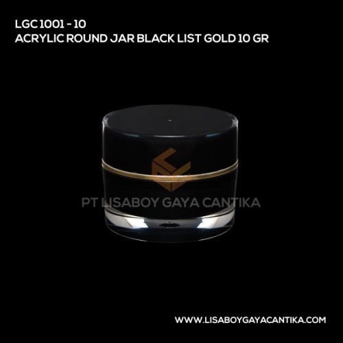 1001-10-ACRYLIC-ROUND-JAR-BLACK-LIST-GOLD-10-GR